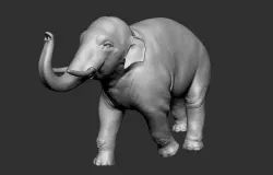 High detail realistic Asian Elephant 3D print model