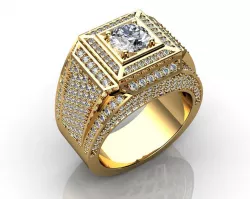 Men Ring Yellow Gold Diamond Ring 3D print model