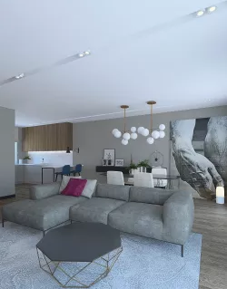Nice living room with gray walls 3D model