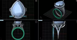 Princess ring with big diamond 037-d 3D print model