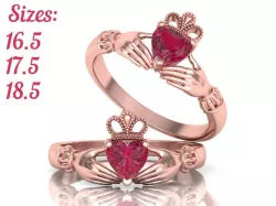 Unique Claddagh Engagement ring with Heart gem Irish ring N0261 3D print model