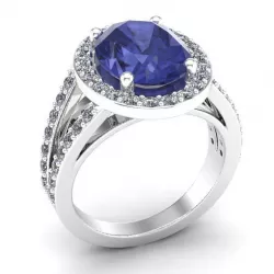 Wedding ring with blue diamond 059-d 3D print model
