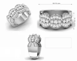Wide Band Engagement Ring With Diamonds 22 3D print model