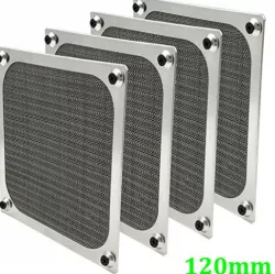 120mm Computer Fan Filter Grills with Screws, Ultra Fine Aluminum Mesh, Silver