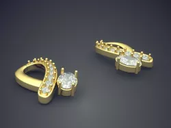 Earrings With A Clip And Diamond P 1902 2 3 3D print model
