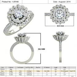 Flower Shape Side Stone Halo Ring 3D print model