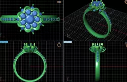 Flower Shaped Side Stone Ring 3D print model
