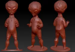 Grey Alien figure with stand 3D print model