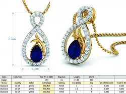 Infinity Loop Shape Pendant with Sapphire 3D print model