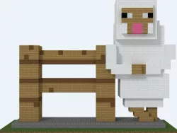 Minecraft sheep reclining on a fence 3D print model