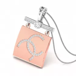 Rectangular Rose Gold Chanel Logo Pendant 3D print model