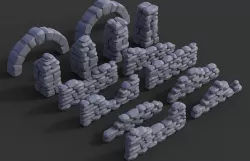 Stone walls and pillars for wargaming 3D print model