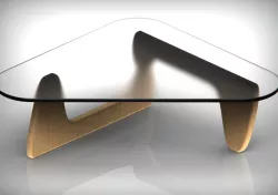 Table basse  noyer & verre