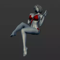 The woman in a bikini sits 3D print model