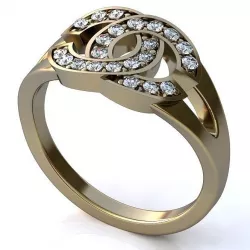 White Gold Chanel Logo Ring With Diamonds 3D print model