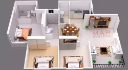 3D building floor plan