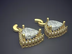 Big Hanging Earrings With Triangle Diamonds CAD 3821 3D print model