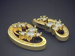Brooch with Five Small Diamonds CAD 3593 3D print model