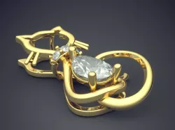 Cat Shape Pendant With Diamonds CAD-4905 3D print model