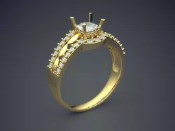Engagement Ring With Diamonds CAD-4797 3D print model