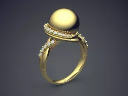 Engagement Ring With Diamonds CAD-4810 3D print model