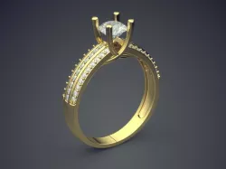 Engagement Ring With Diamonds CAD-4871 3D print model
