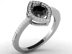 Eye Shaped Side Stone Ring With Gemstone 3D print model