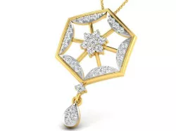 Hexagon Shaped Golden Pendant With Diamonds 3D print model