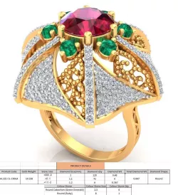 Hexagon Shaped Golden Ring with Gemstone 3D print model