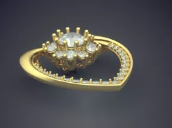 Hollow Heart Shaped Brooch With Diamonds Inside CAD 5342 3D print model