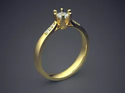 Humble Engagement Ring With Diamond CAD 3715 3D print model