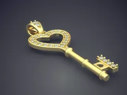 Key Shape Pendant With Diamonds CAD-5691 3D print model