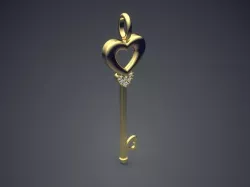 Key Shaped Pendant CAD 3679 3D print model