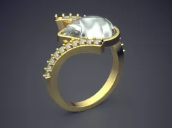 Luxury Ring With Rain Drop Shaped Diamond CAD 5448 3D print model
