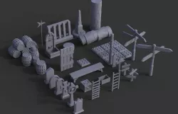 Medieval Props Pack - Wargaming - 31 pieces 3D print model