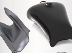 Motorcycle fuel tank upper and lower.