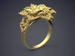 Ring With Complex Flower Shaped Ornament CAD 3745 3D print model