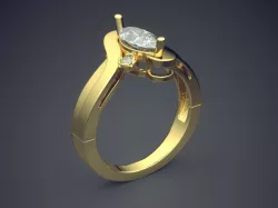 Ring With Diamond And Ornaments Surrounding It CAD 3781 3D print model