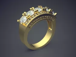 Ring With Five Small Diamonds CAD 5117 3D print model