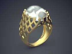 Ring With Net On The Sides And Huge Diamond CAD 3737 3D print model