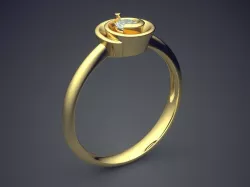 Ring With Rose Shaped Ornament And Diamond CAD 5282 3D print model
