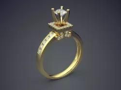 Ring With Square Ornament With Diamond On It CAD 5219 3D print model