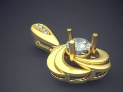 Rose Shaped Brooch With Diamond CAD 4574 3D print model