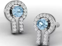 Round Ear Studs With Diamonds and Gem 3D print model