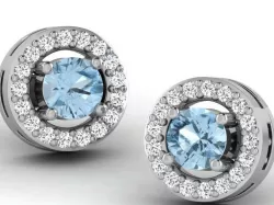 Round Halo Ear Studs With Gem 1 3D print model