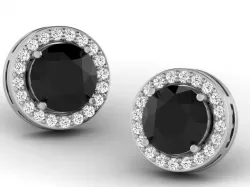 Round Halo Ear Studs With Gem 2 3D print model