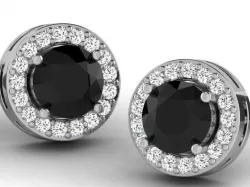Round Halo Ear Studs With Gem 3 3D print model