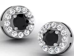 Round Halo Ear Studs With Gem 3D print model