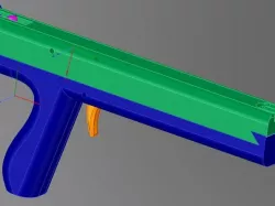 Rubber Band Gun with reloadable clips holding around 16 bands each!