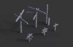Signs and Pole Signs - Props Wargaming 3D print model